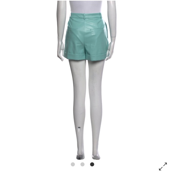 Alice + Olivia Mint Faux Leather High-Waist Mini Cuffed  Shorts - Picture 6 of 15